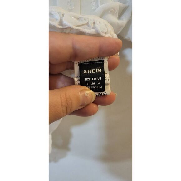 SHEIN white sheer puff sleeve crop-top - Picture 4 of 8